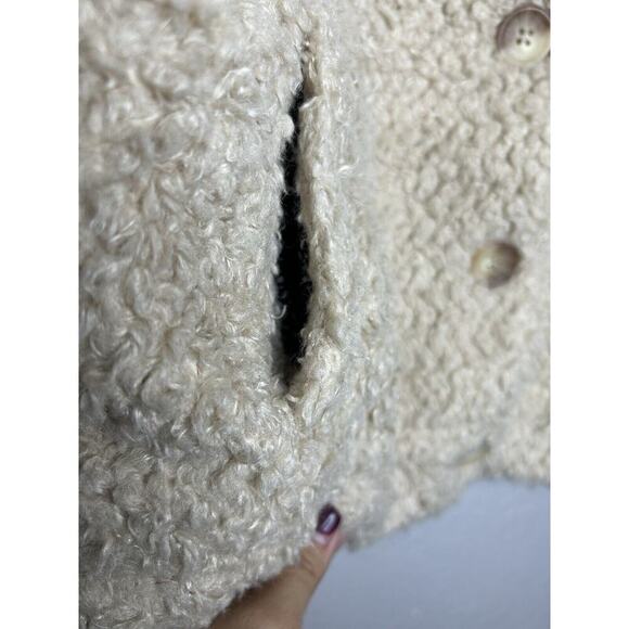 Faherty Timber Ridge Sherpa Fleece Beige Teddy Bear Style Button Jacket Medium - Picture 2 of 10